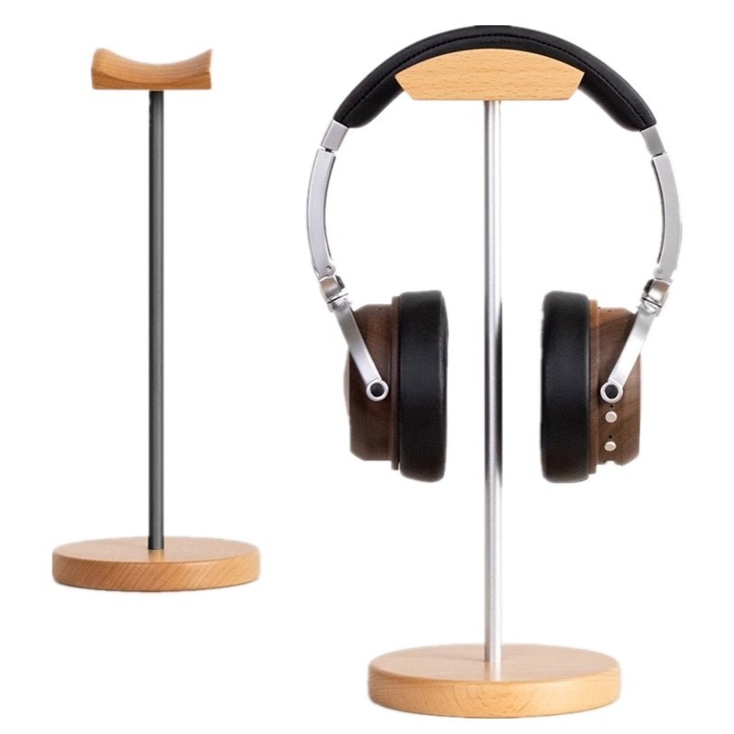 Headphone Stand Desk - Kopfhörerständer aus schwarzem Walnussholz und Aluminium,
