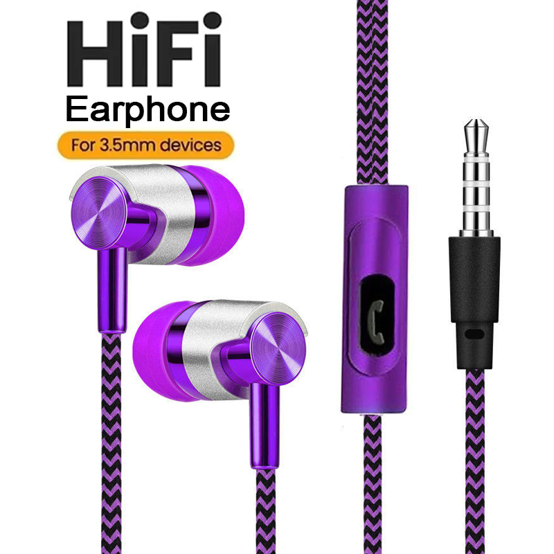 Wired Earphone Mic - Eingebautes HD-Mikrofon, 3,5-mm-Kopfhörer mit Mikrofon, verwicklungsfreies