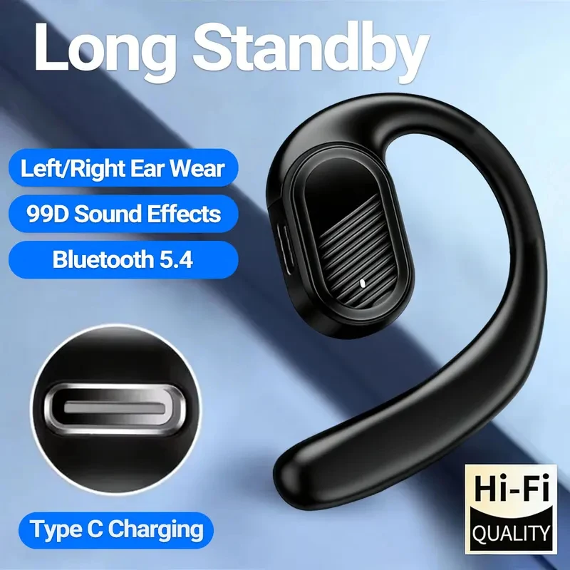 Bluetooth Headset On Ear - Bluetooth 5.4 Open-Ear-Kopfhörer, kabellos, links/rechts tragbar,