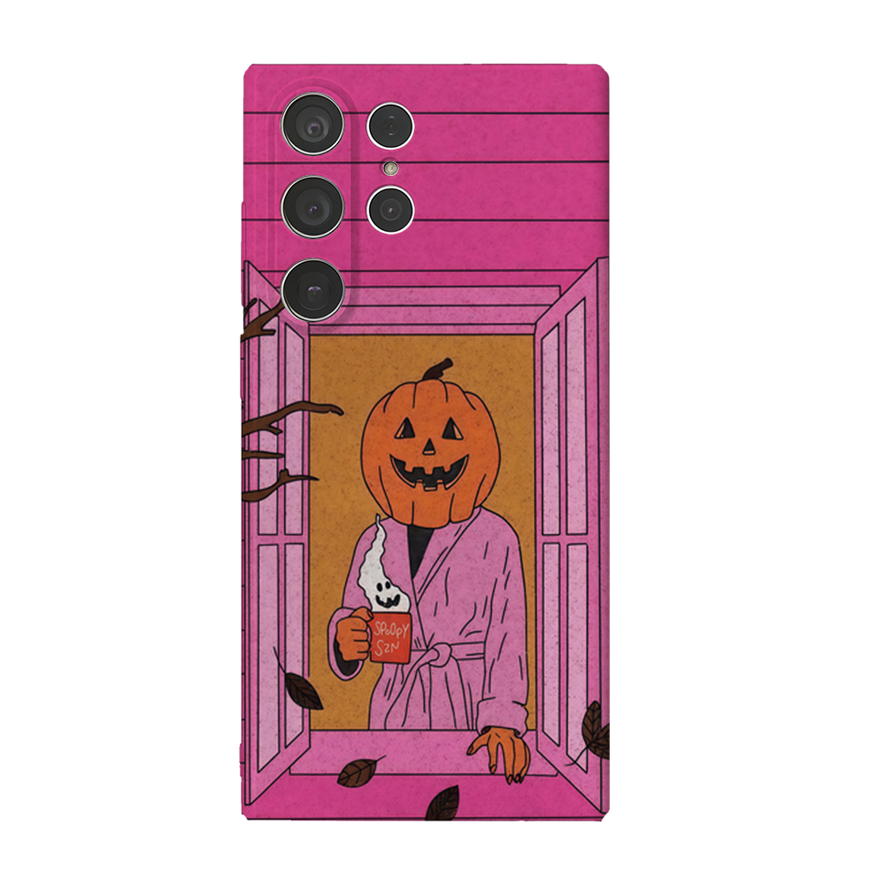 Headphone Case Hard - Halloween Kürbiskopf Rosa Handyhülle für Samsung