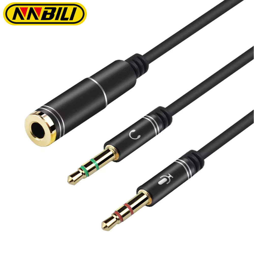 Earphone Splitter Jack - NNBILI Mini Jack 3,5 Mikrofon-Kopfhörer-Y-Splitter-Adapterkabel, 3,5