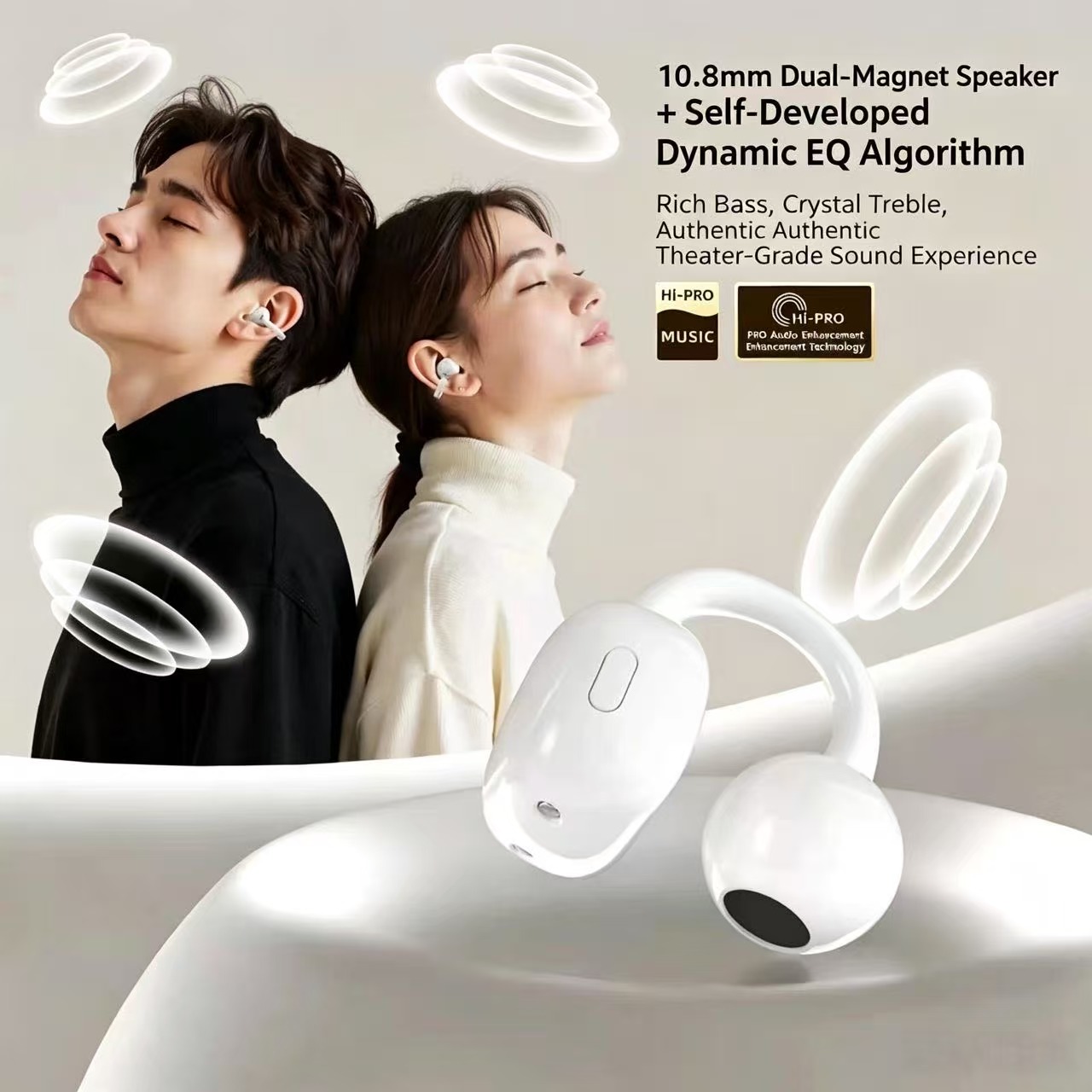 Sports Earphone Hook - Offene Ohrclip-Bluetooth-Kopfhörer, kabellose Ohrhörer mit Anti-Verlust-Band,