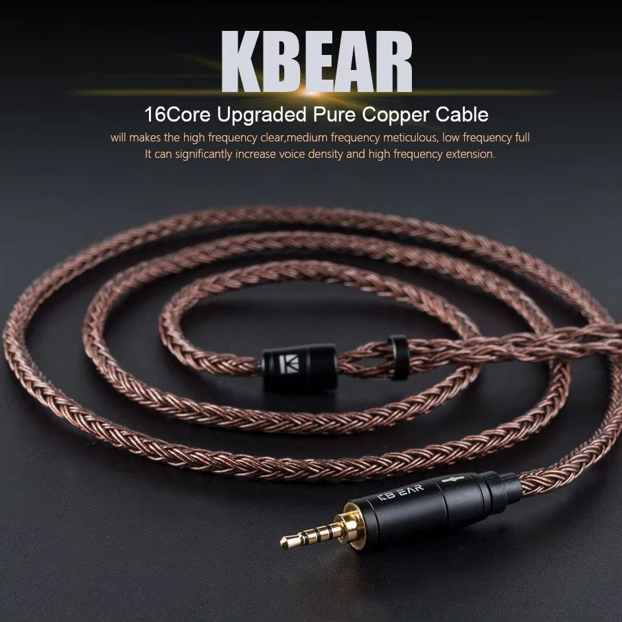 In Ear Monitor Iem - KBEAR 16-adriges 2-poliges IEM-Kopfhörerkabel, verbessertes HiFi-In-Ear-Display-Ersatz-TRS-Verlängerungskabel