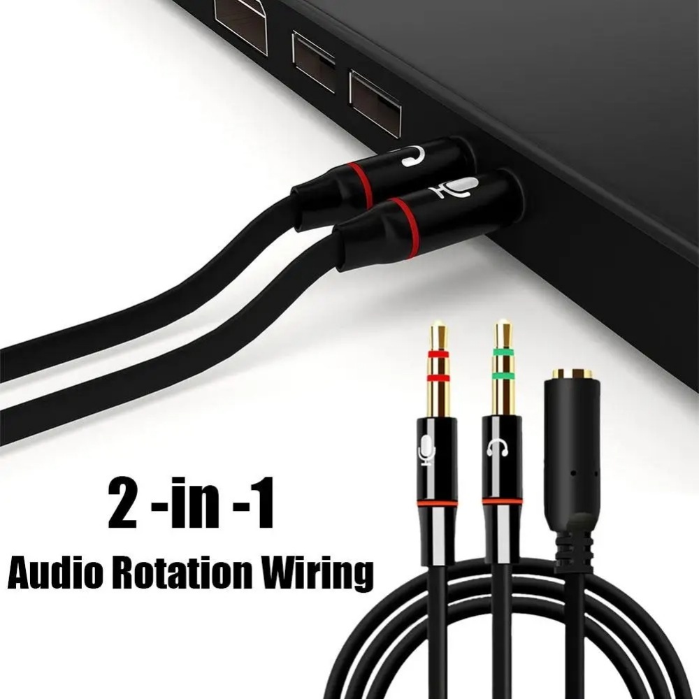 Audio Splitter Y - 3,5 mm Kopfhörer-Mikrofon-Audio-Splitter, Buchse auf Dual-2-Stecker,