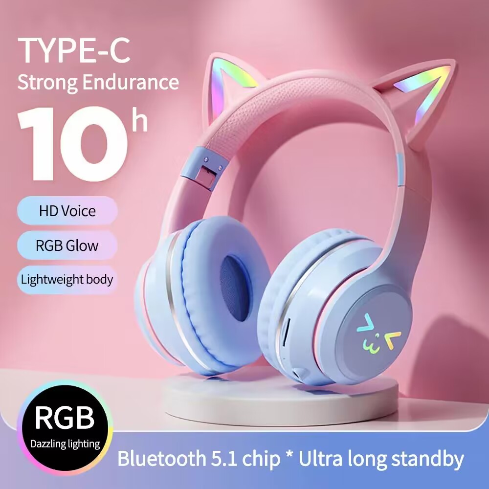 Gaming Headset Rgb - RGB Glow Kopfhörer Drahtlose Ohrhörer 5,3