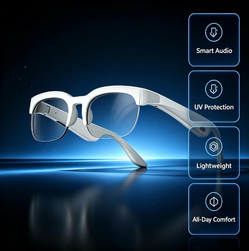 Bluetooth Headset On Ear - 2026 XG89 Echtzeit-KI-Übersetzer-Sonnenbrille mit Open-Ear-Bluetooth-Headset, UV-Schutz,