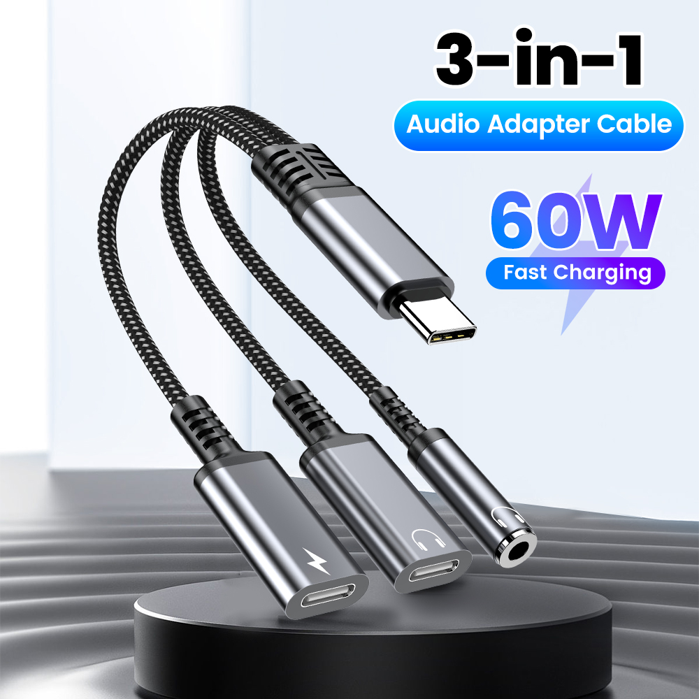 Earphone Splitter Jack - Typ C Audio-Adapterkabel 3in1 60 W