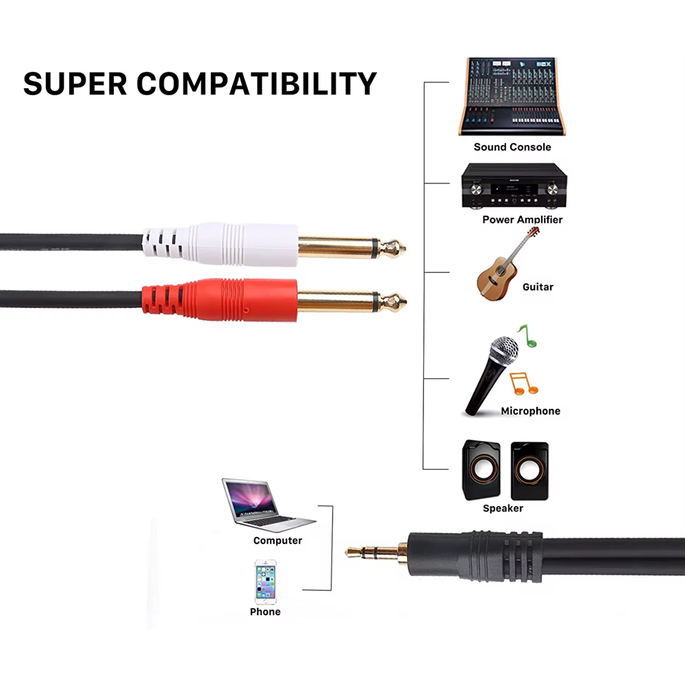 3,5mm TRS zu Dual 6,35mm TS Y  – Audio Splitter Y Bewertung und Preis